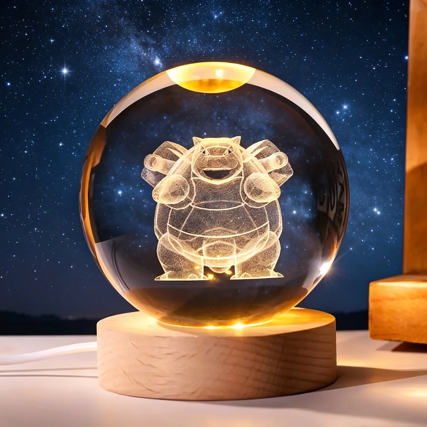 ✨ 3D Engraved Crystal Galaxy Night Light – Premium Wooden Base Edition