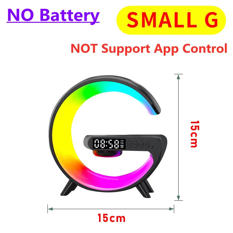 All-in-One Wireless Charging Station with RGB Light, Alarm Clock & Bluetooth Speaker