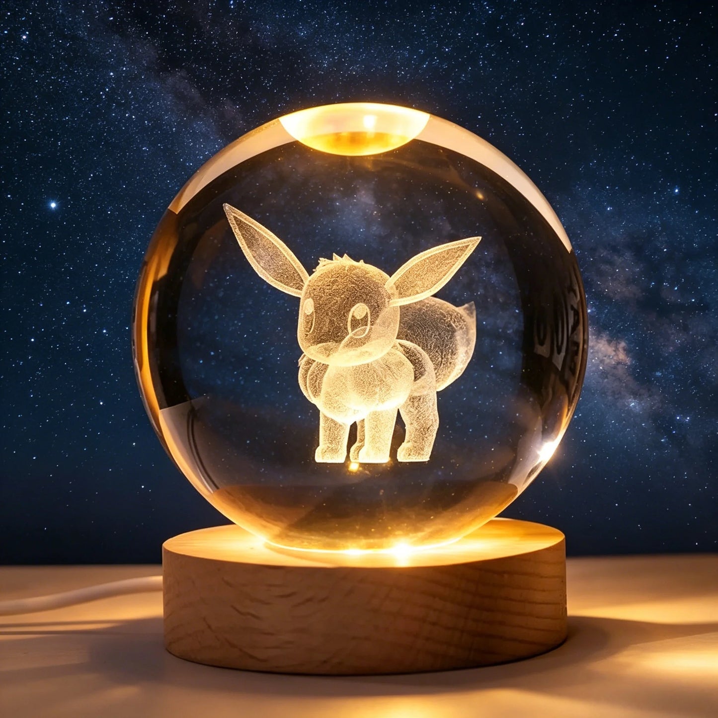 ✨ 3D Engraved Crystal Galaxy Night Light – Premium Wooden Base Edition
