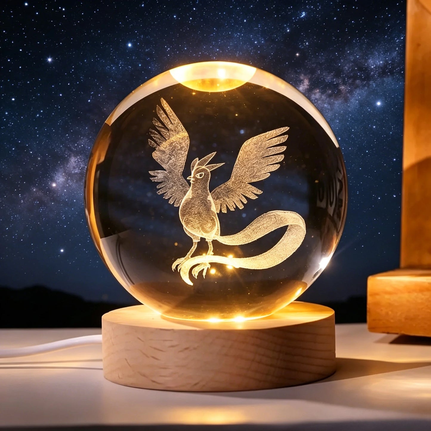 ✨ 3D Engraved Crystal Galaxy Night Light – Premium Wooden Base Edition