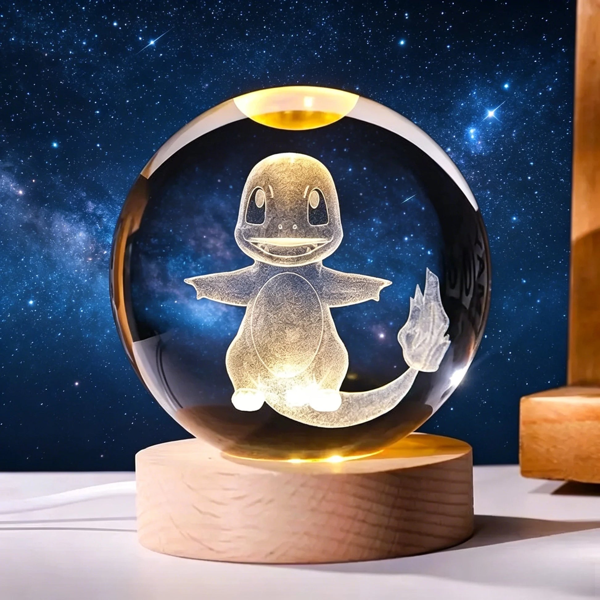 ✨ 3D Engraved Crystal Galaxy Night Light – Premium Wooden Base Edition